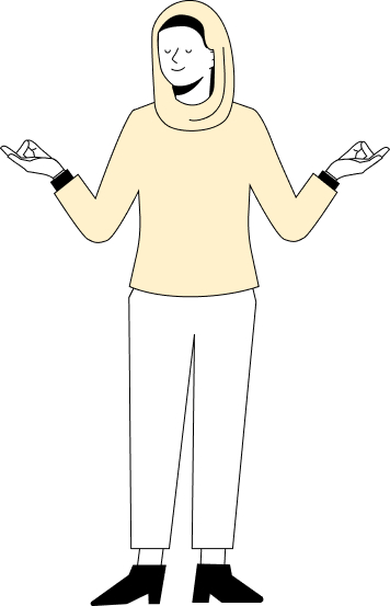 Illustration: Eine Lehrerin ist in einer entspannten Zen-Pose abgebildet.
